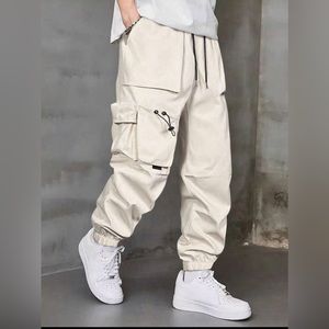 Manfinity EMRG Loose Fit Men's Drawstring Cargo Pants With Side Pockets